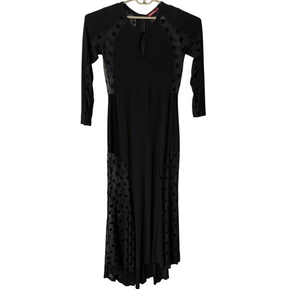 Miusol Maxi Dress Gown Size L Black Polka Dot Keyhole Neck Formal Minimalist - Picture 1 of 7